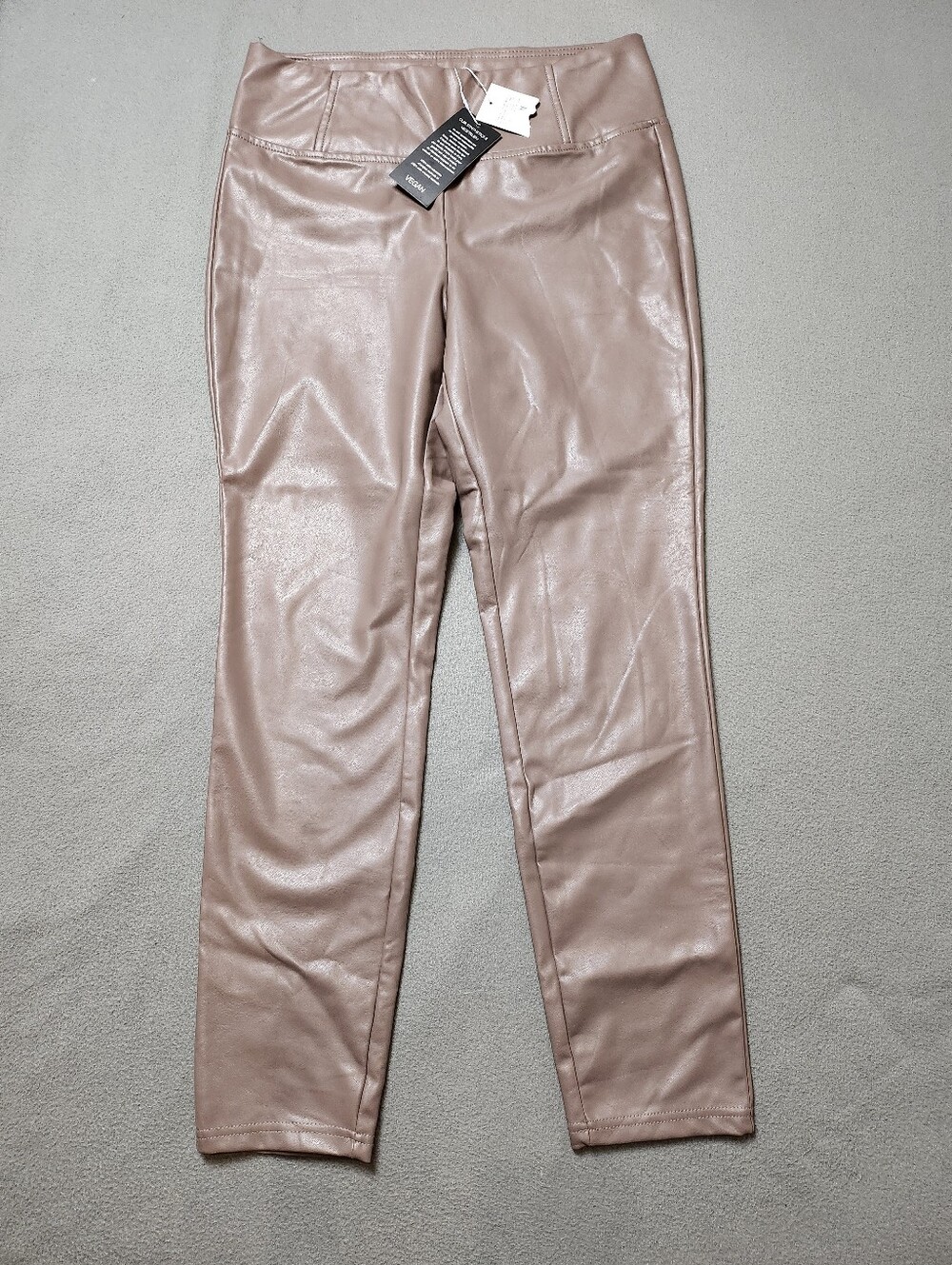 NWT Mexx Taupe Stretch Vegan Faux Leather Pull-On Pants Women's L